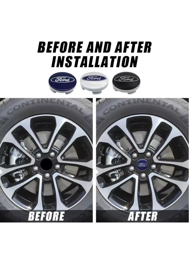 فورد 4 قطع أغطية مركز جنوط فورد مقاس 68 مم باللون الأزرق | أغطية وسط العجلات سهلة التركيب للجنوط الألمنيوم - Image 4